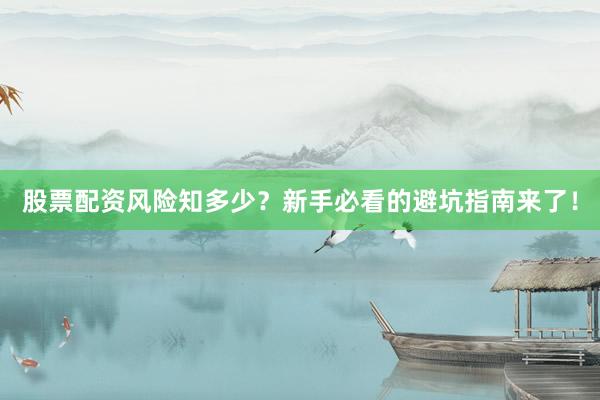 股票配资风险知多少？新手必看的避坑指南来了！