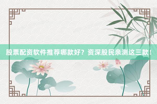 股票配资软件推荐哪款好？资深股民亲测这三款！