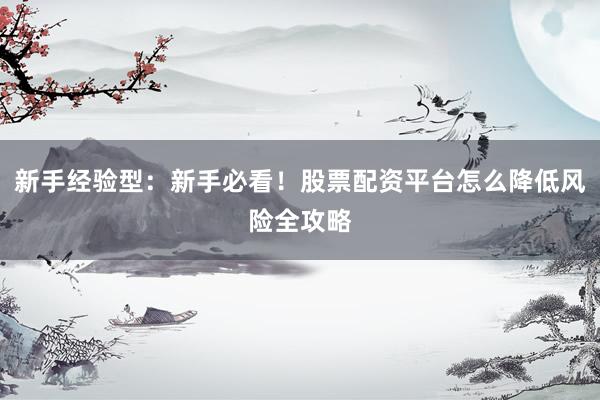 新手经验型：新手必看！股票配资平台怎么降低风险全攻略