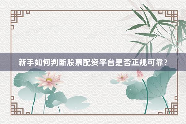 新手如何判断股票配资平台是否正规可靠？