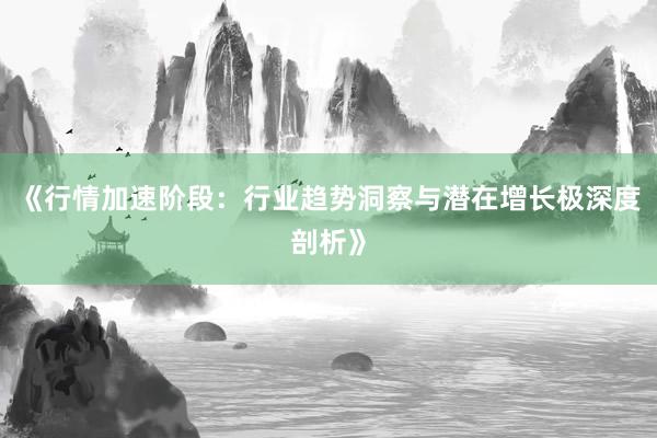 《行情加速阶段：行业趋势洞察与潜在增长极深度剖析》