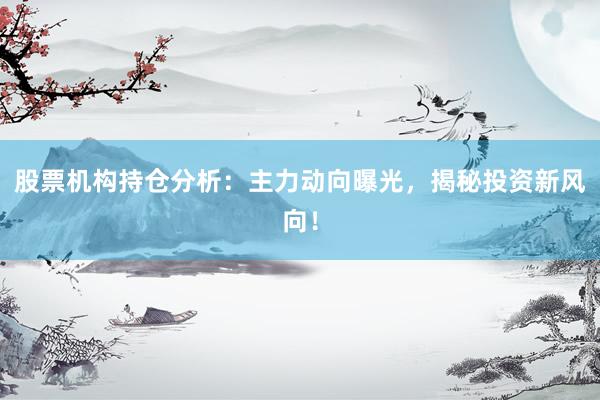 股票机构持仓分析：主力动向曝光，揭秘投资新风向！