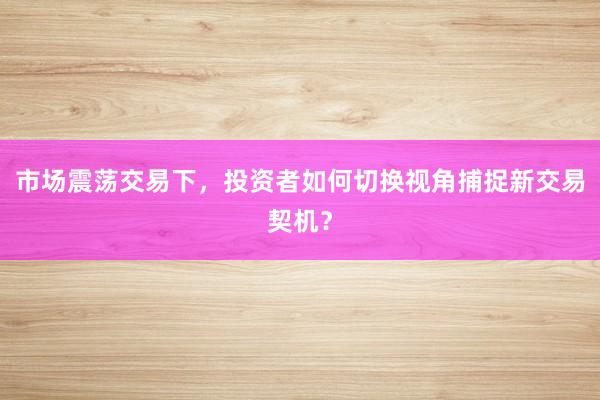 市场震荡交易下,投资者如何切换视角捕捉新交易契机?
