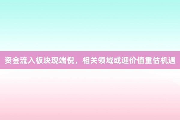 资金流入板块现端倪，相关领域或迎价值重估机遇