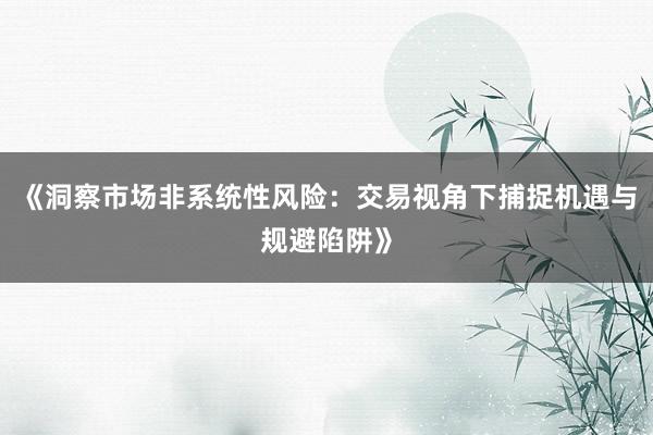 《洞察市场非系统性风险：交易视角下捕捉机遇与规避陷阱》